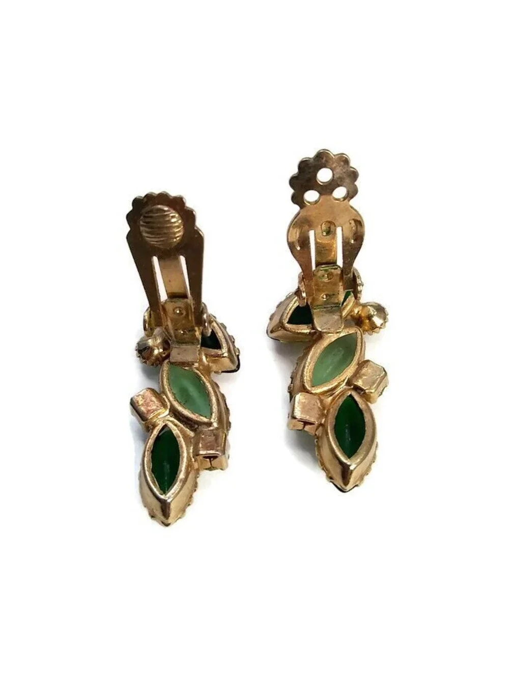 Vintage Juliana Style Green Glass Clip On Earrings, 1950s